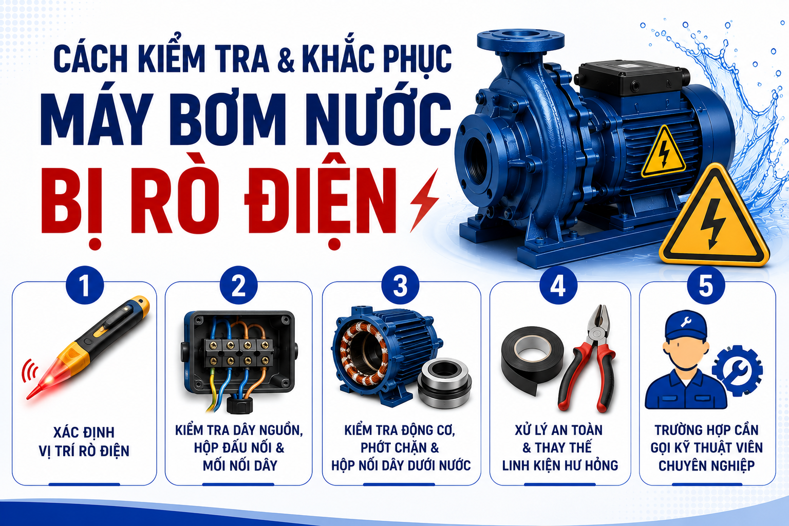 Cách kiểm tra và khắc phục máy bơm nước bị rò điện