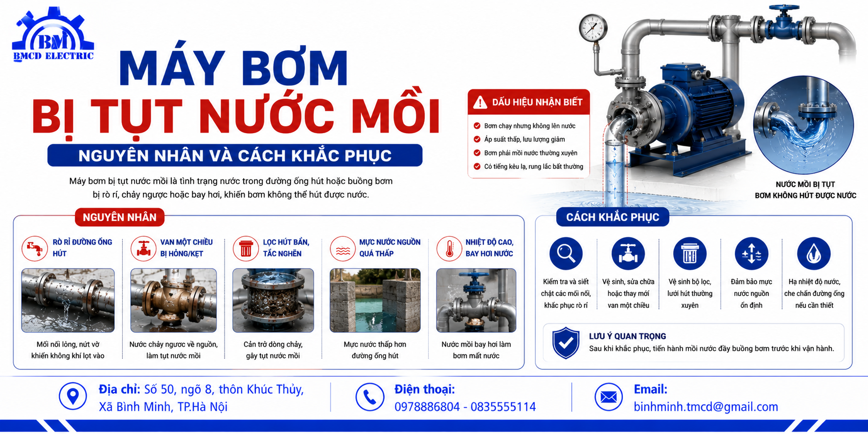 Nguồn nước thiếu, mất nước mồi và động cơ quá nhiệt