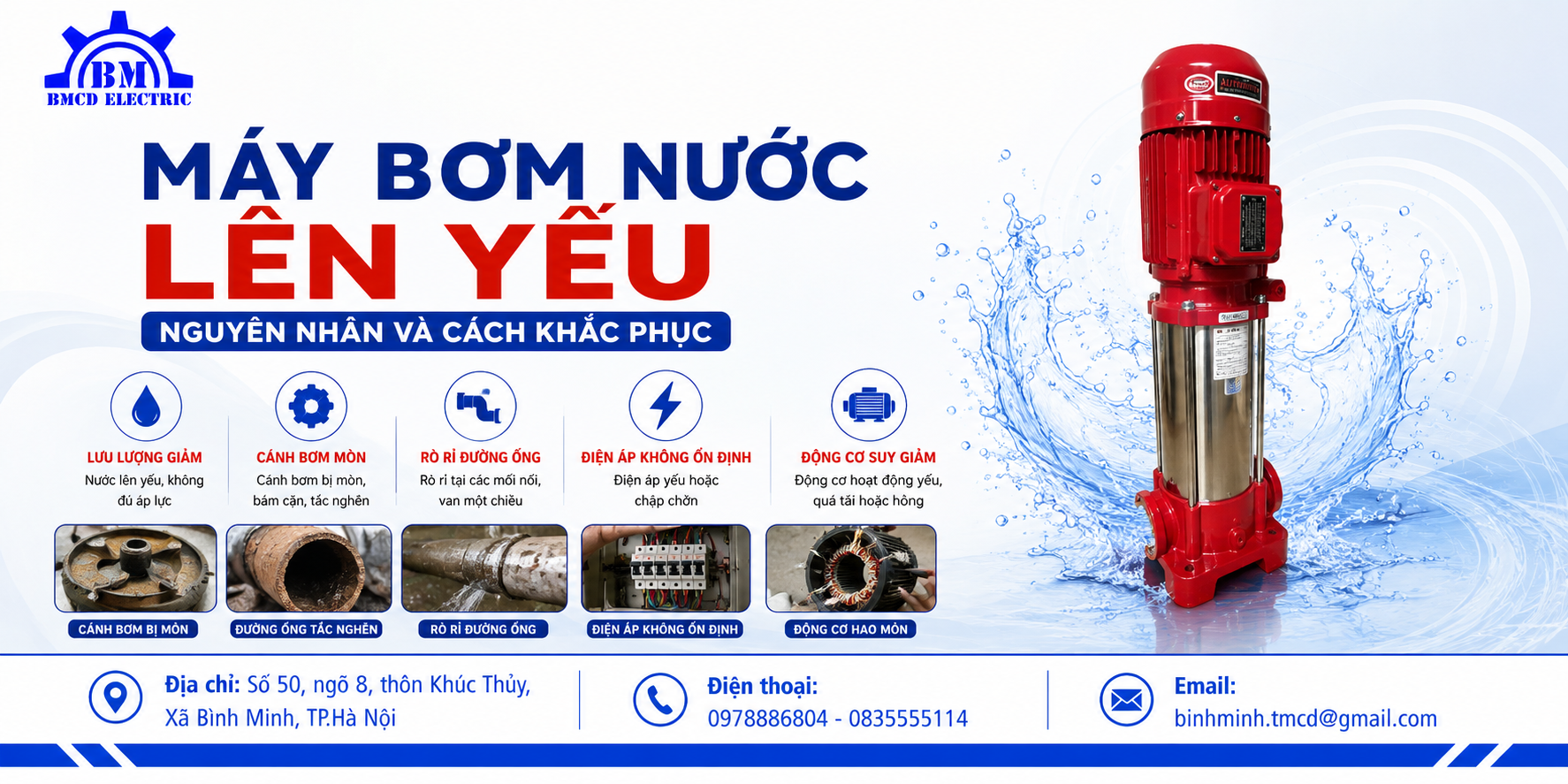 Máy bơm nước lên yếu
