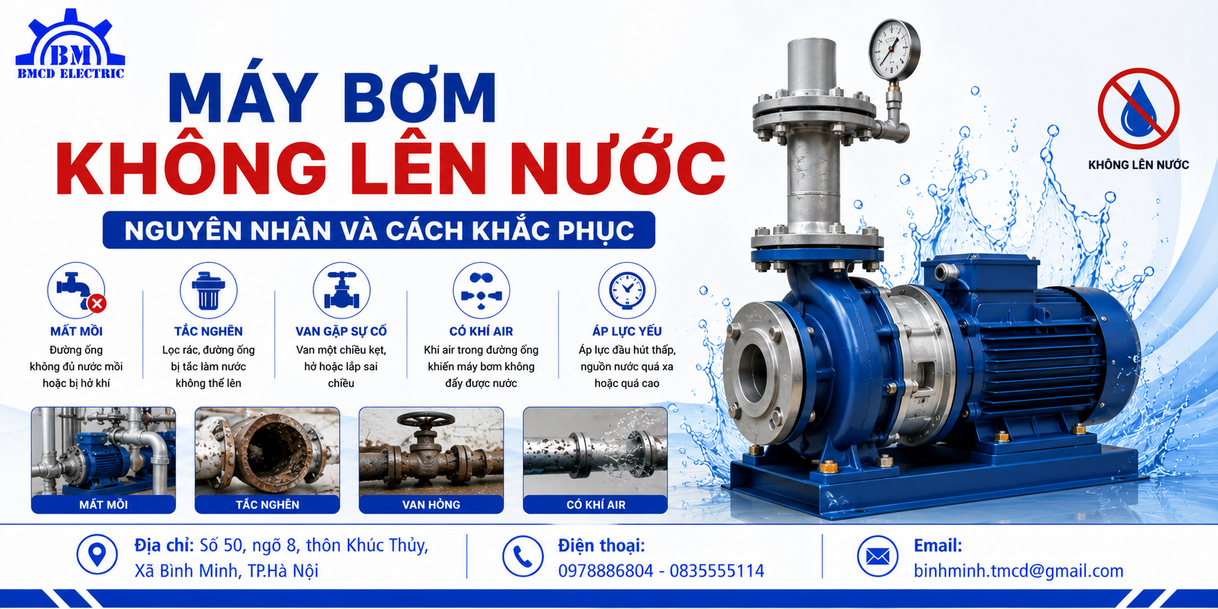 Máy bơm không lên nước