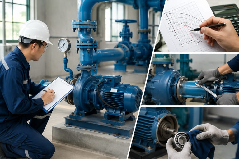 Kiểm tra bên ngoài: nguồn điện, dây dẫn, rơ le, phao, tụ