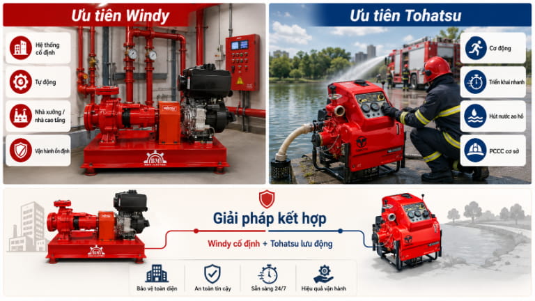 Khuyến nghị lựa chọn máy bơm Windy hay Tohatsu phù hợp